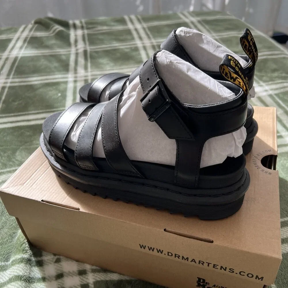 DR. MARTENS WOMEN'S BLAIRE SANDAL SIZE 8 BLACK BRANDO LEATHER 24191001 - Picture 3 of 10